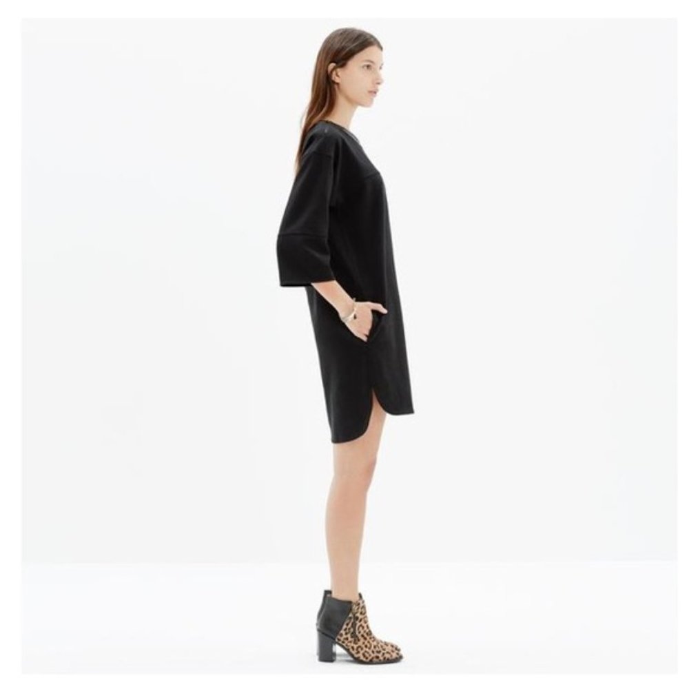 NEW Madewell Leather Trim Pique Ponte Dress S - Picture 9 of 10